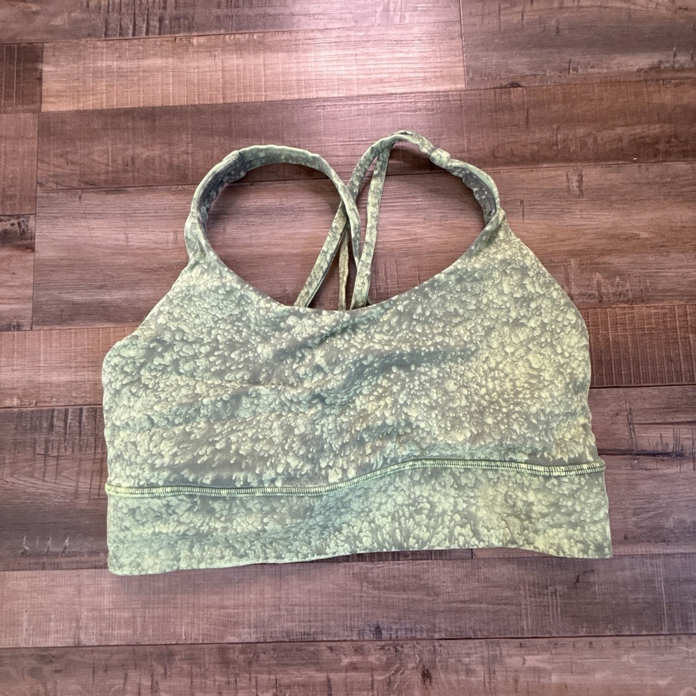 Lululemon Energy Longline Bra in the City Grit Green Multi print Sz 8